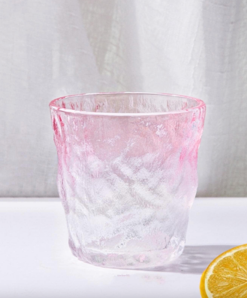 6 Pieces Minimalist Curvy Glacier Crystal Textured Glass Water Cup