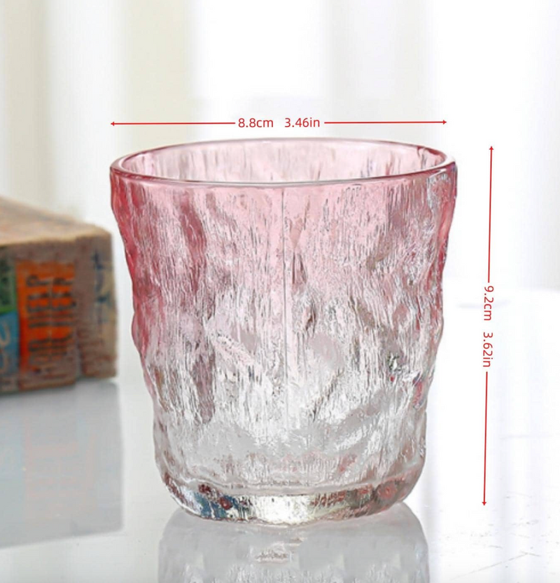 6 Pieces Minimalist Curvy Glacier Crystal Textured Glass Water Cup