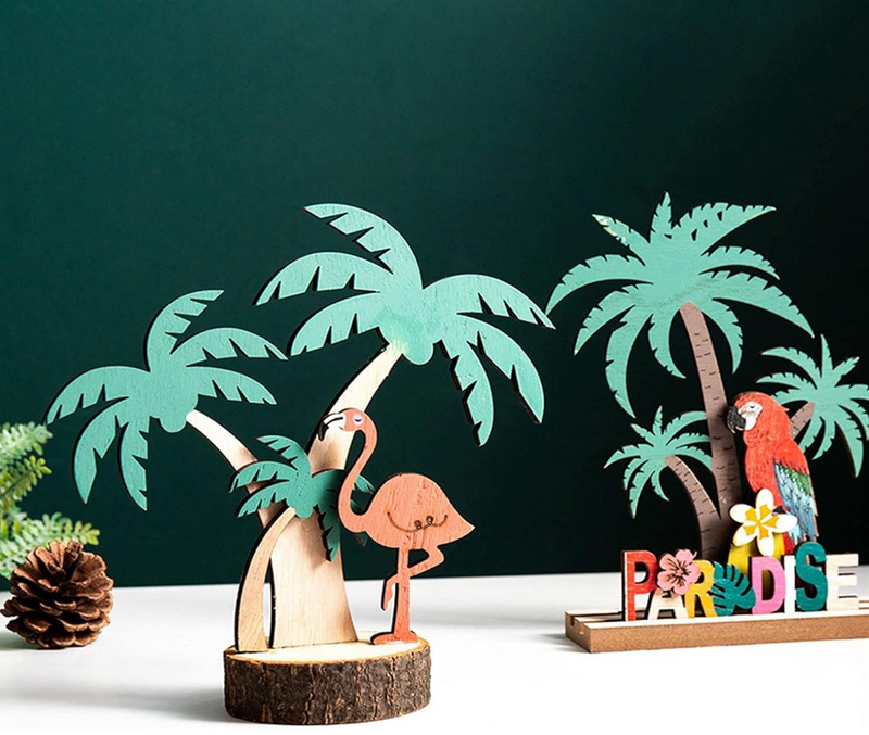 Creative Tropical Plants Wooden Flamingos Parrot Sloth Shape Crafts