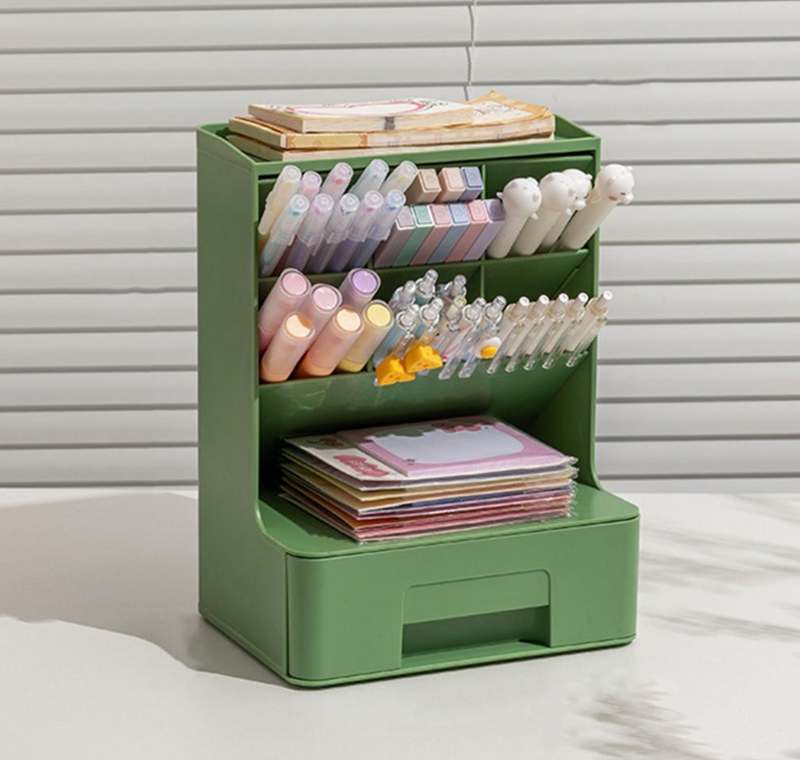 Multi-Functional Pen Holder Stationery Storage Rack Box with Drawer Design