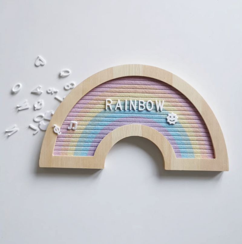 Rustic Rainbow Letter Board with Wooden Frame Message Board