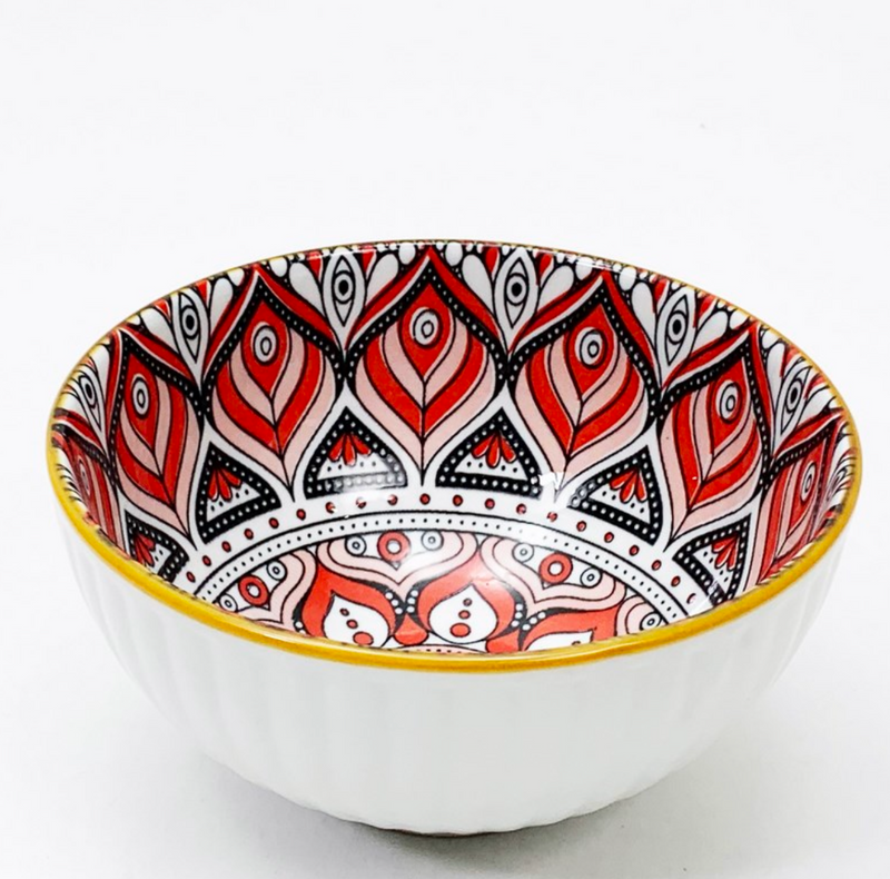 2 Piece Japanese Style Ceramic Portion Control Small Mandala Porcelain Bowl Set