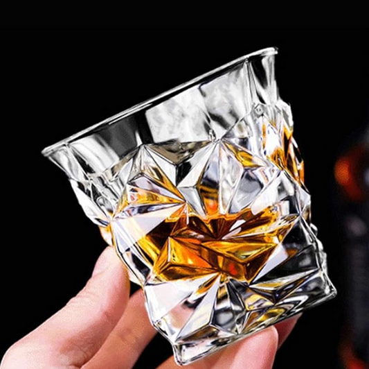 Pair of Transparent Crystal Wine Whisky Glasses