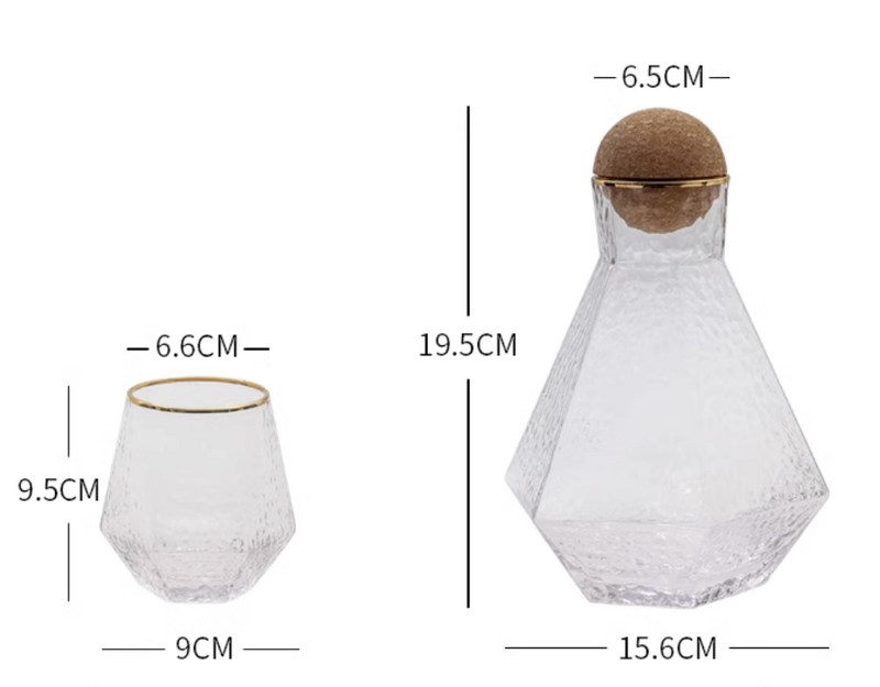 Drink Tea Cork Stopper Pitchers Geometric Glass Water Pot Transparent Drinkware Set