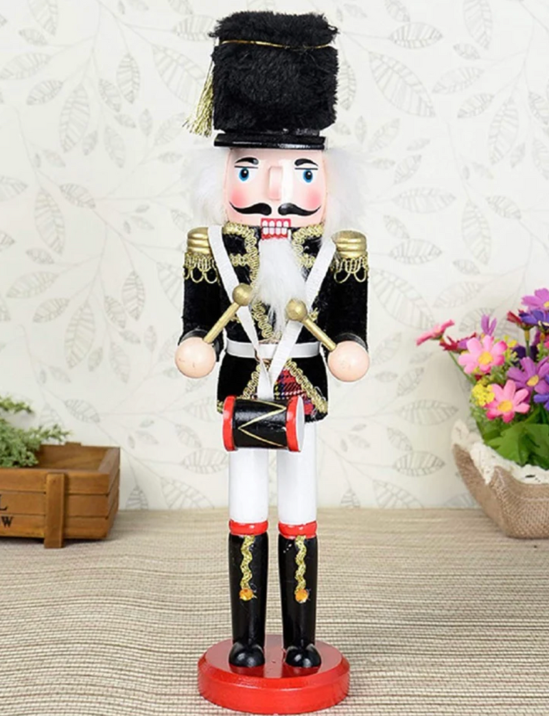 4 Piece 30cm Wooden Nutcracker Figure Soldier Doll Puppet Toy Christmas Decor