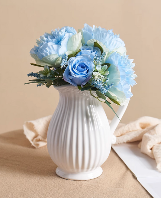 White Ceramic Vases with Handle For Flower Arrangement