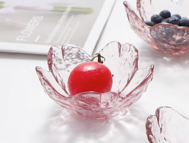 Pink Cute Sakura Shaped Glass 6 Bowls in a Set Dish