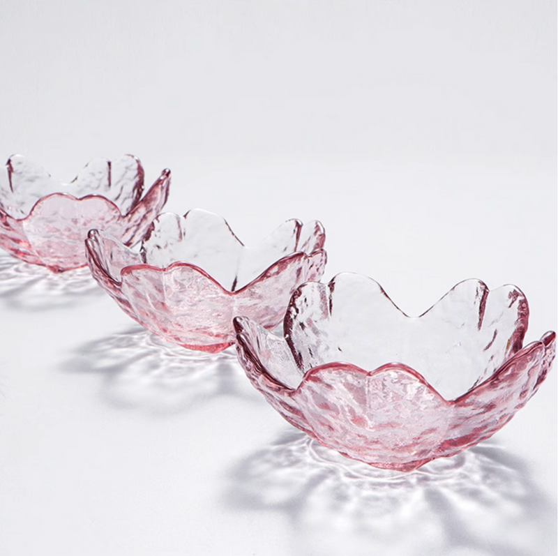 Pink Cute Sakura Shaped Glass 6 Bowls in a Set Dish