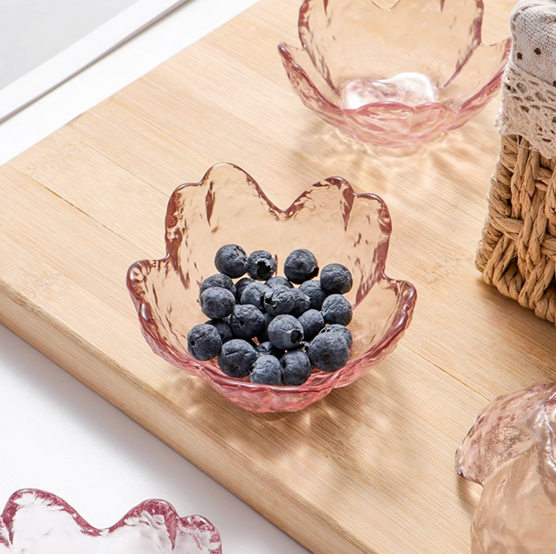 Pink Cute Sakura Shaped Glass 6 Bowls in a Set Dish