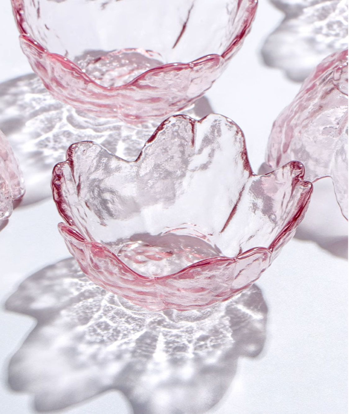 Pink Cute Sakura Shaped Glass 6 Bowls in a Set Dish