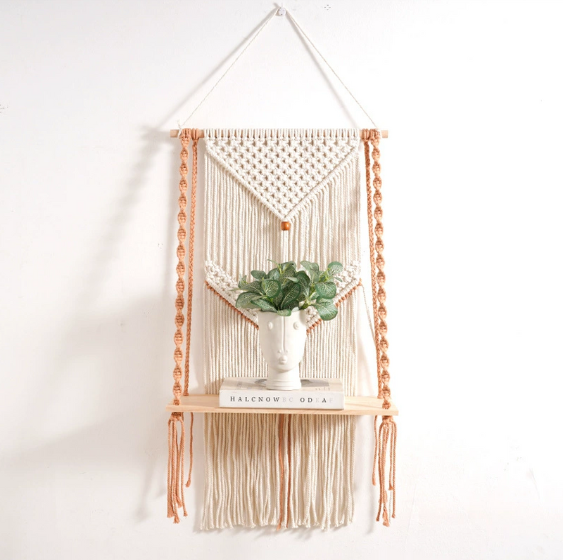 Wall Decor Hanging Shelf Cotton Rope Tassel Plant Holder