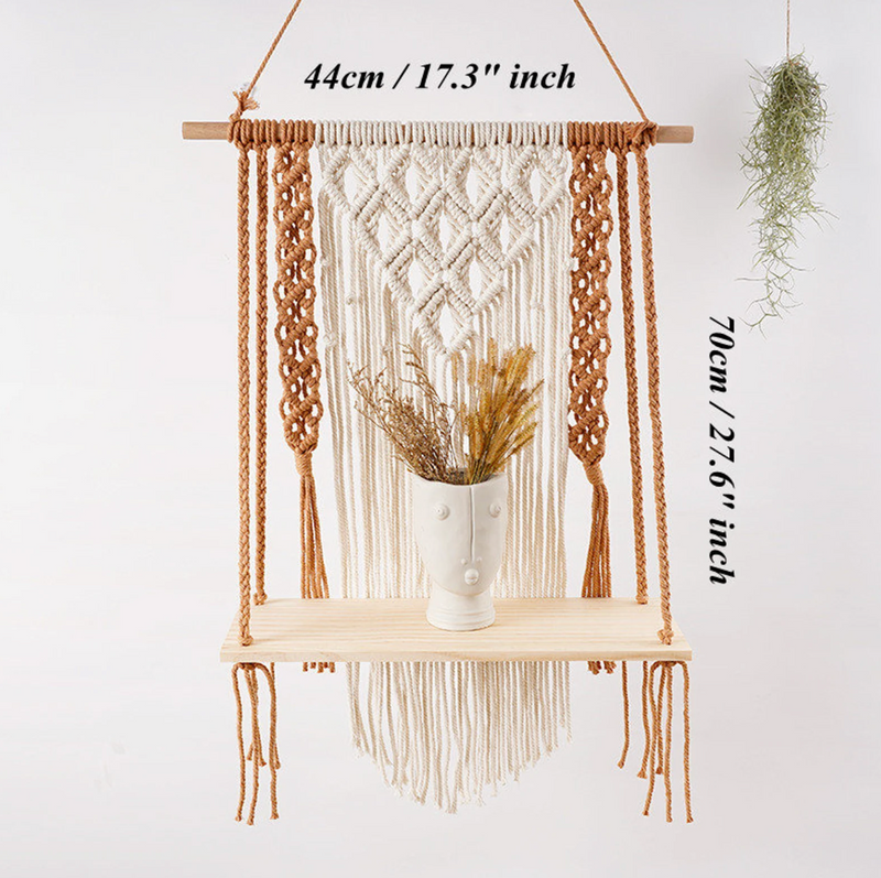 Wall Decor Hanging Shelf Cotton Rope Tassel Plant Holder