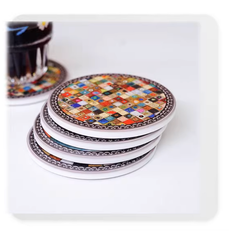 4 Piece of Ceramic Cup Coaster Coffee Drinks Table Mat Non-slip Placemat Cup Holder