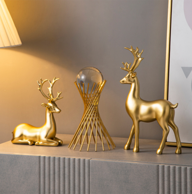 3 Piece Luxury Home Decor Accessories Golden Art Ornaments Animal Figurines