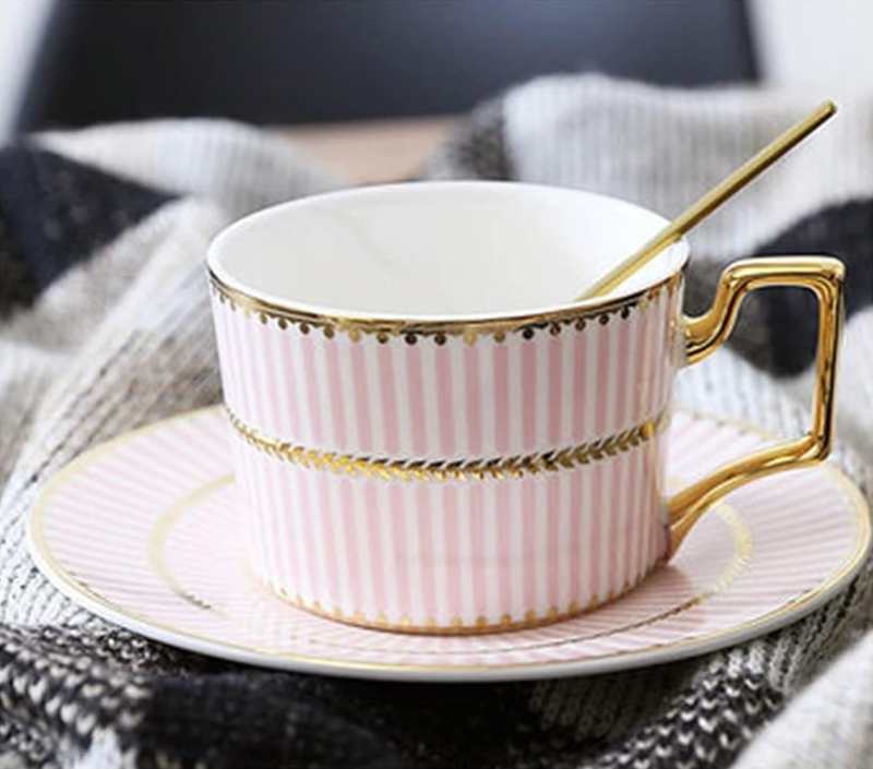 Ceramic Coffee Teapot with 2 Set of Cups, Spoons and Saucers