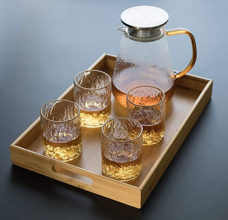Rectangular Wooden Serving Tea Food Tray with Handles