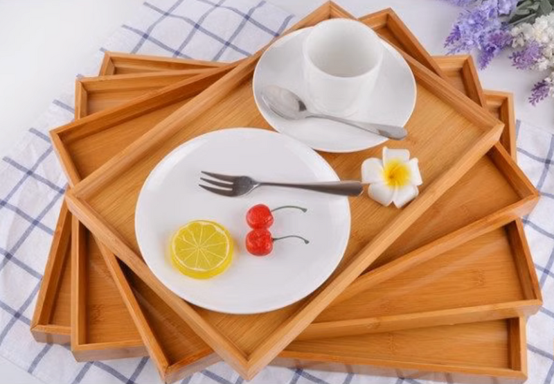 Japanese Style Bamboo Rectangle Fruit Tea Serving Tray