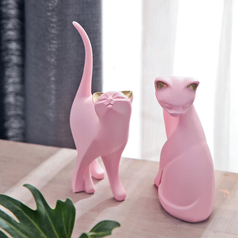 Cat Figurines Decorative Home Accessories Modern Resin